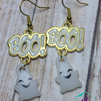 Gold Boo! Ghost Earrings