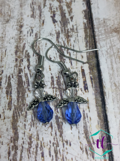 Petite Angel Earrings in Light Blue