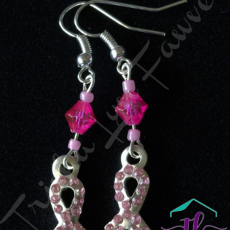 Pink Bling Ribbon Earrings in Pink
