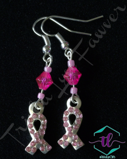 Pink Bling Ribbon Earrings in Pink