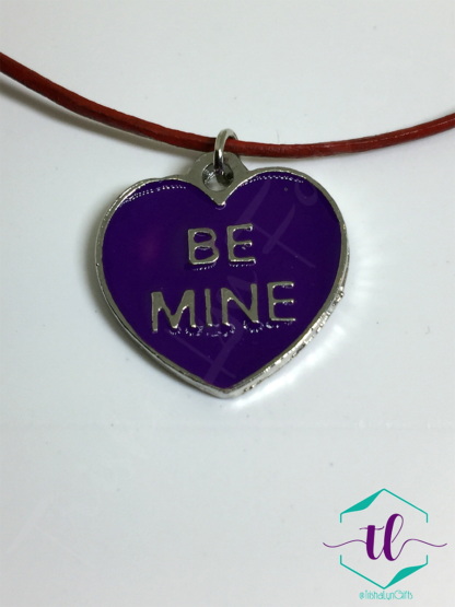 Be Mine Conversation Heart Red Leather Necklace