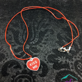 Kiss Me Conversation Heart Red Leather Necklace