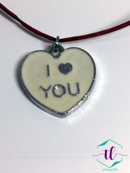 I ❤ You Conversation Heart Red Leather Necklace