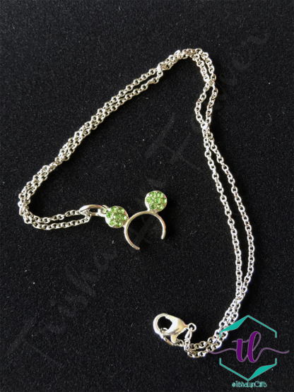 Minnie Ear Rhinestone Necklaces in Green