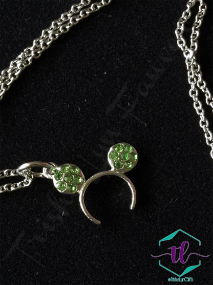Minnie Ear Rhinestone Necklaces in Green