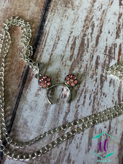 Minnie Ear Rhinestone Necklaces in Pink