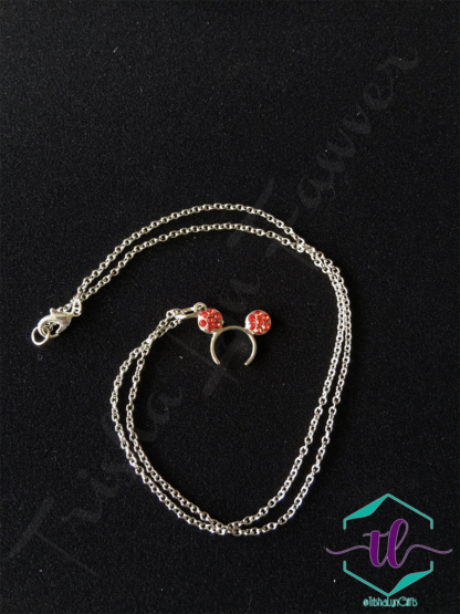 Minnie Ear Rhinestone Necklaces in Red