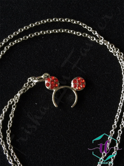 Minnie Ear Rhinestone Necklaces in Red
