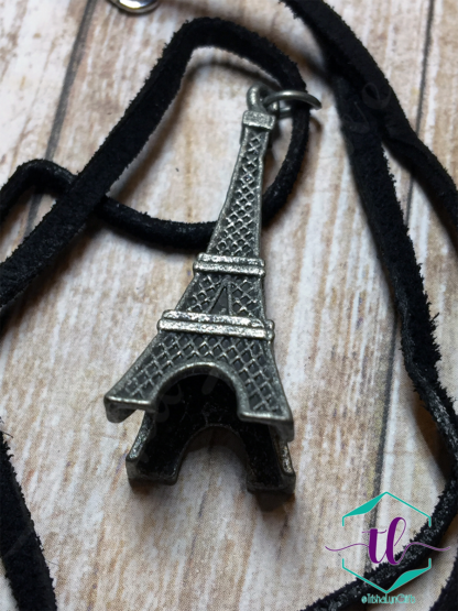 Victorian Eiffel Tower Black Suede Necklace