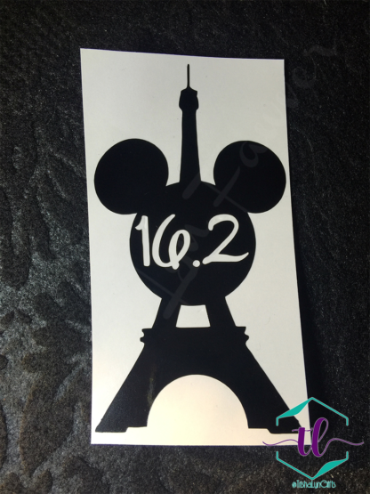 Eiffel Tower Mickey Marathon Distance Decal in Black 16.2