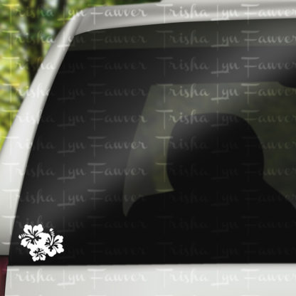 Hibiscus Flower Decals in White Triple