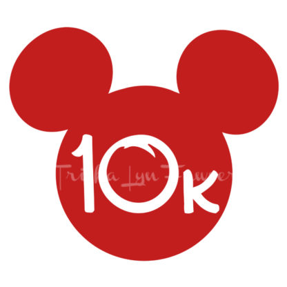 Mickey Marathon Distance Decal in Red 10k