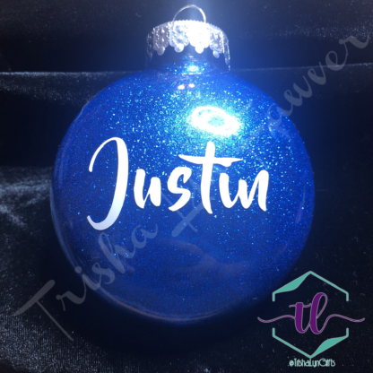 Custom Glitter Ornaments in Blue