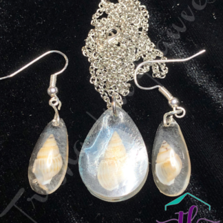 Resin Sea Shell French Hook Earrings & Necklace