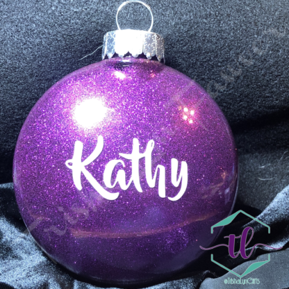 Custom Glitter Ornaments in Purple