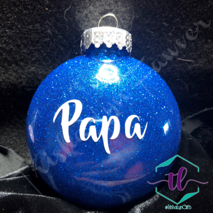 Custom Glitter Ornaments in Blue