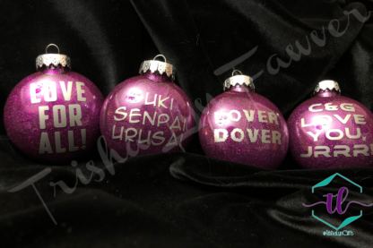 Custom Glitter Ornaments in Purple